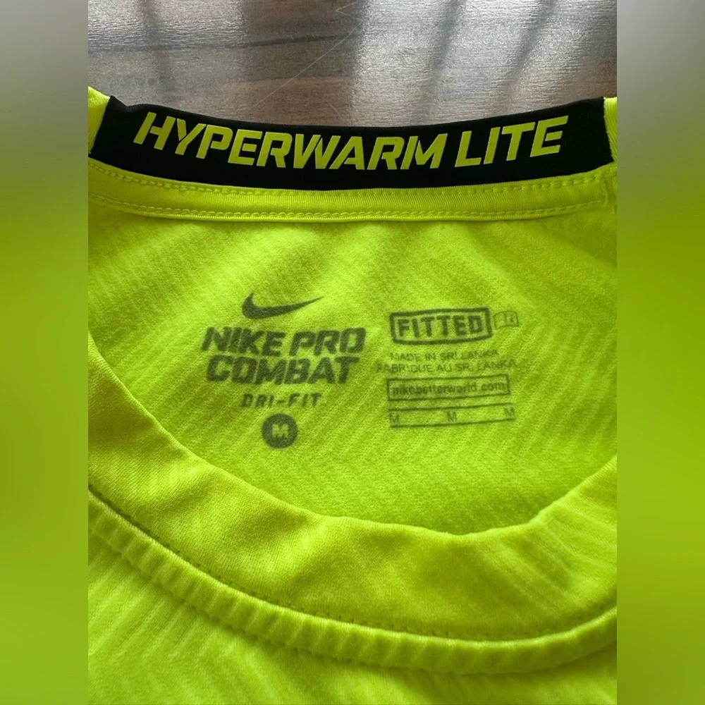 Nike Pro Combat Hyperwarm Lite Dri-Fit Volt Long Sleeve Fitted Top M